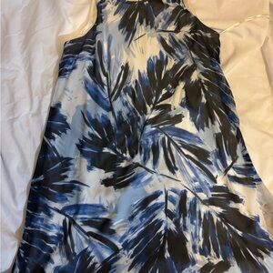 Calvin Klein Blue & Black Palm-Print Women's Dress